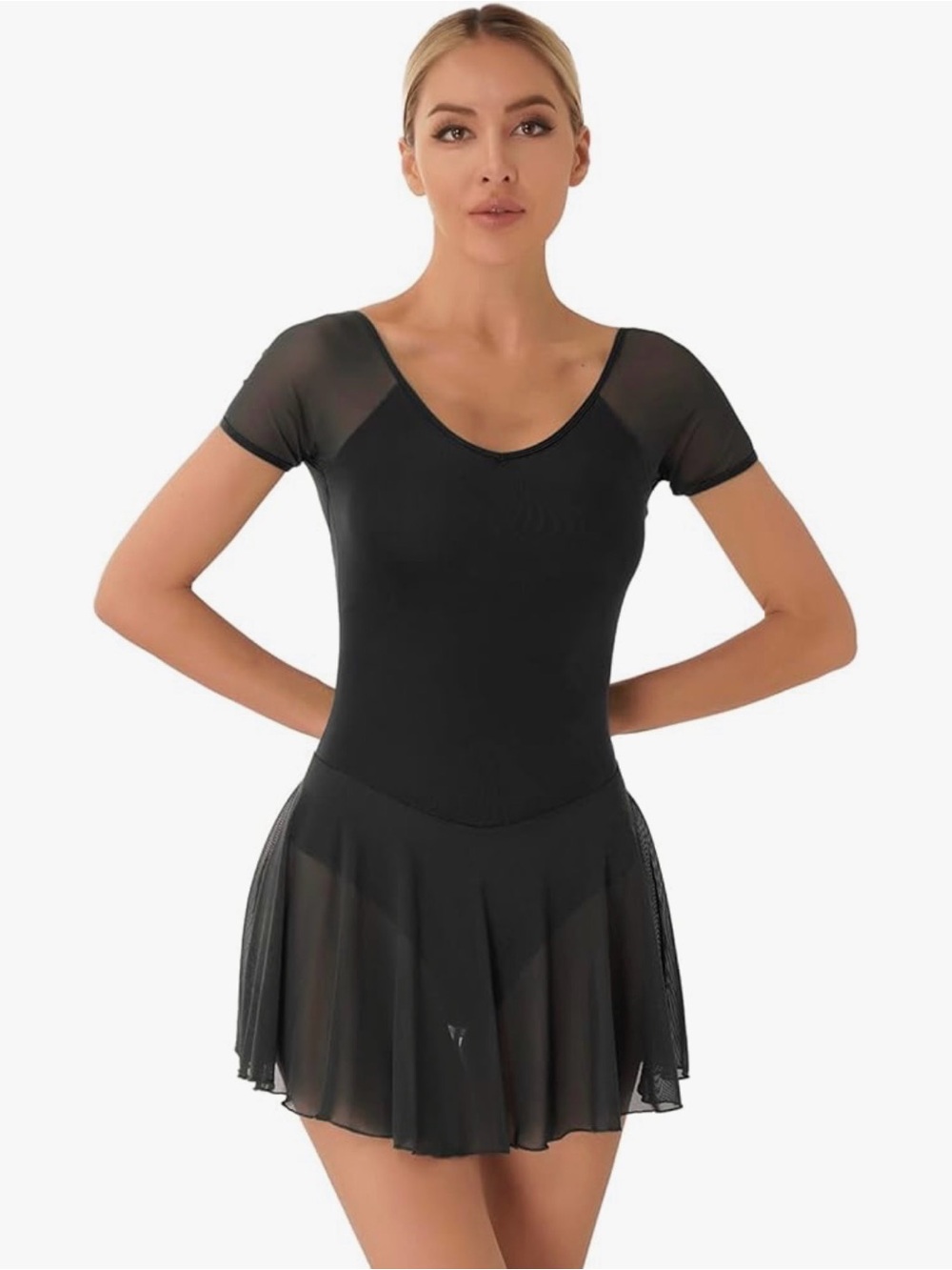 NWT | Black Mesh Short Sleeve Dress